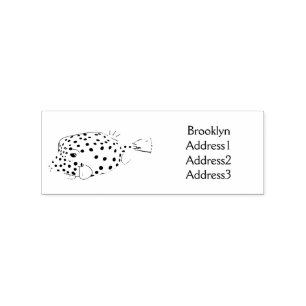 Yellow boxfish cartoon illustration rubber stamp