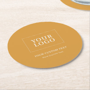 Yellow Branded Custom Business Logo Promotional Round Paper Coaster