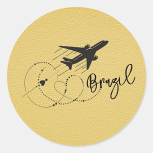 Yellow Brazil Passport Classic Round Sticker