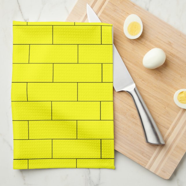 Yellow Brick Design Tea Towel (Quarter Fold)