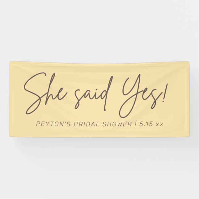Yellow Bridal Shower She Said Yes  Banner (Horizontal)