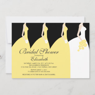 Yellow Bride Bridesmaids Bridal Shower Invitation