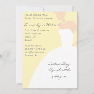 Yellow Bride Silhouette Bridal Shower Invitation