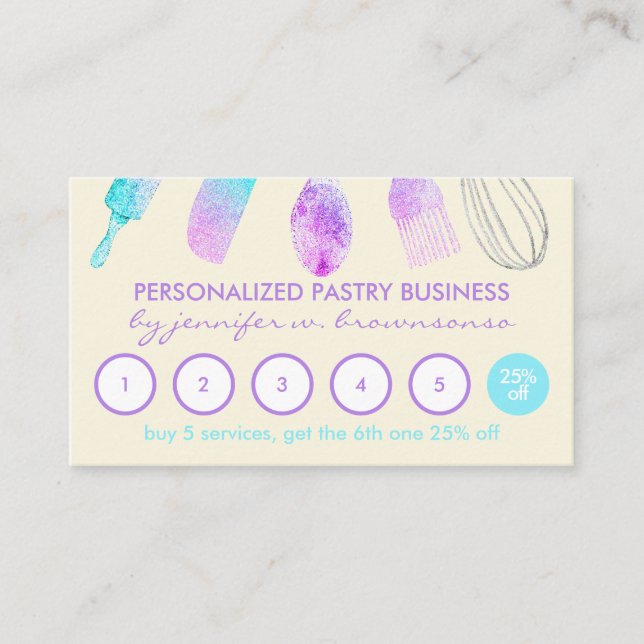 Yellow Bright Pastry Chef Home Made Bakery Loyalty Business Card (Front)