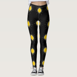 Yellow bright radiant shining sun  leggings
