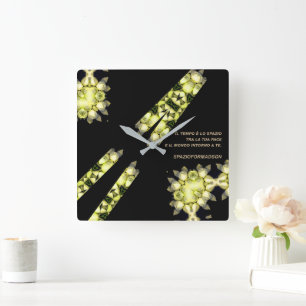 "Yellow broken heart in black from silve" & Tempo Square Wall Clock