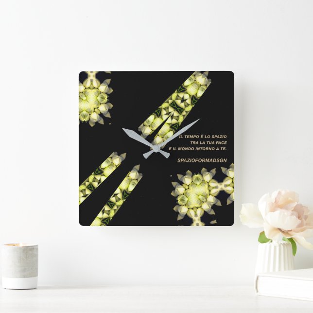"Yellow broken heart in black from silve" & Tempo Square Wall Clock (Home)