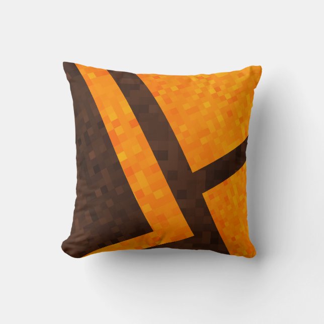 Yellow Brown ,Abstract Mosaic Tile Pattern, Cushion (Front)