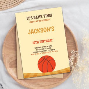 Yellow Brown Basketball Invitations