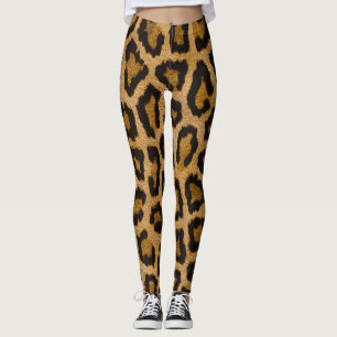 Yellow Brown Black Leopard Animal Print Leggings