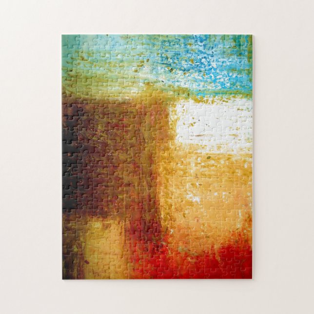 Yellow Brown Blue Red Abstract Painting Artwork Jigsaw Puzzle (Vertical)
