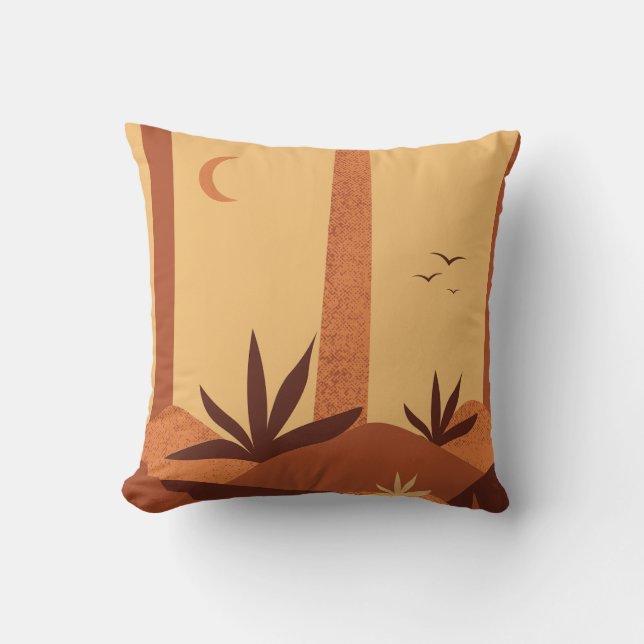 Yellow & Brown Boho Forest Landscape Decorative Pi Cushion (Front)
