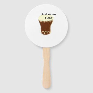 Yellow brown drum watercolor add name hand-drawn s hand fan