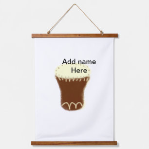 Yellow brown drum watercolor add name hand-drawn s hanging tapestry