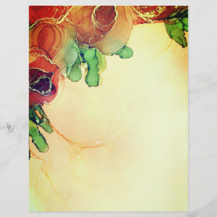 Yellow Brown Floral Scrapbook Paper