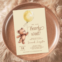Yellow Brown Gender Neutral Teddy Bear Baby Shower
