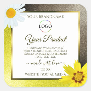 Yellow Brown Glitter White Product Labels Add Logo