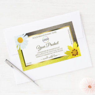 Yellow Brown Glitter White Product Labels Add Logo