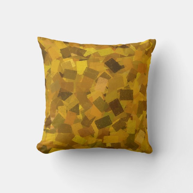 Yellow Brown Green Cubism Abstract Pattern Cushion (Front)