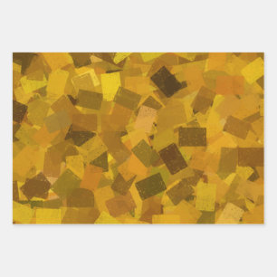 Yellow Brown Green Cubism Abstract Pattern Wrapping Paper Sheet