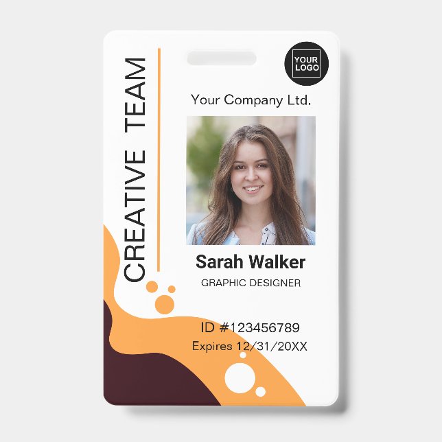 Yellow-brown ID Badge Photo Creative Design Team (Front)