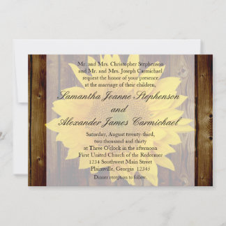 Yellow Brown Late Summer Sunflower Wedding Invitation
