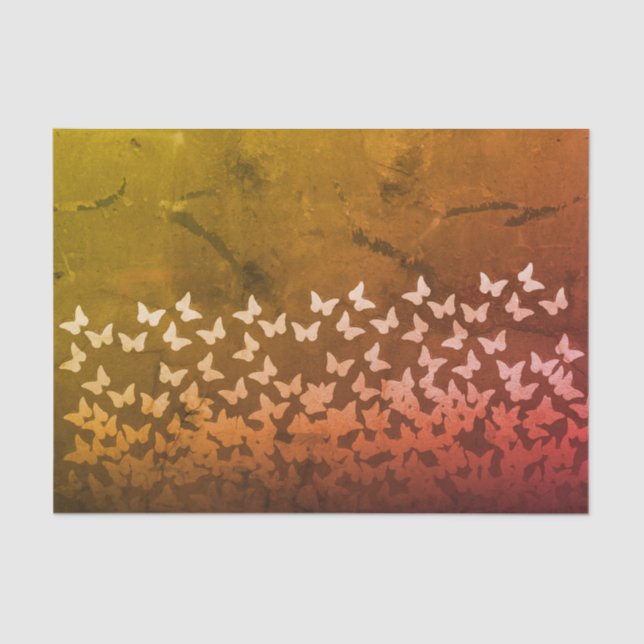 Yellow, brown, orange colour butterflies pattern tissue paper (Front)