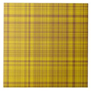 Yellow Brown Plaid Pattern Ceramic Tile