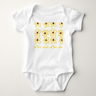 Yellow brown sunflower pattern floral modern boho baby bodysuit