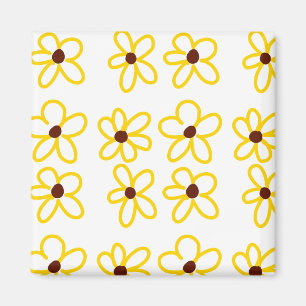 Yellow brown sunflower pattern floral modern boho  magnet