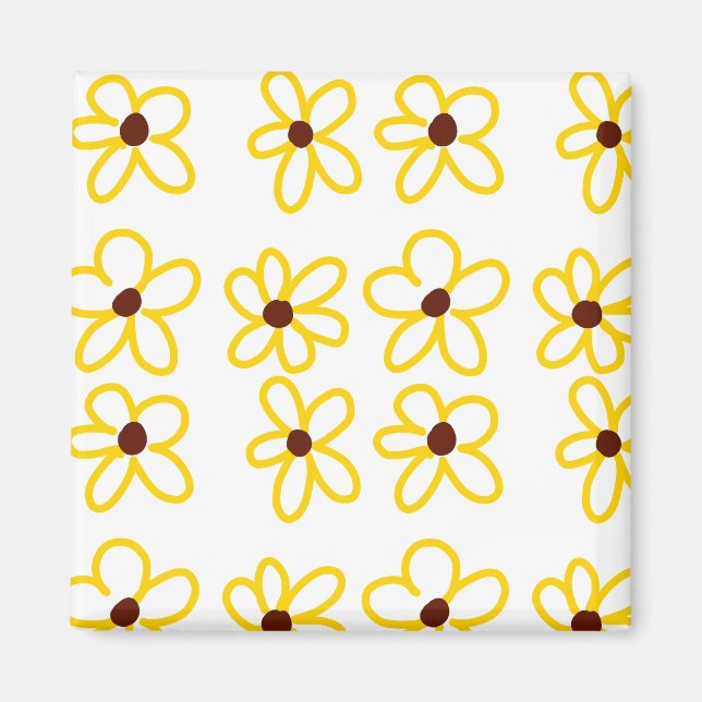 Yellow brown sunflower pattern floral modern boho  magnet (Front)