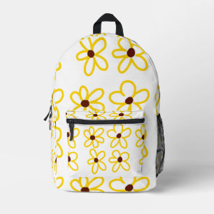 Yellow brown sunflower pattern floral modern boho printed backpack