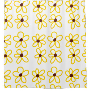 Yellow brown sunflower pattern floral modern boho  shower curtain