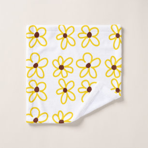 Yellow brown sunflower pattern floral modern boho  wash cloth