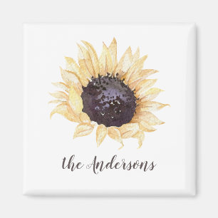 Yellow & Brown Sunflower Personalised Magnet