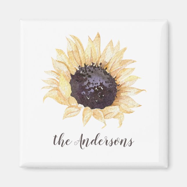 Yellow & Brown Sunflower Personalised Magnet (Front)