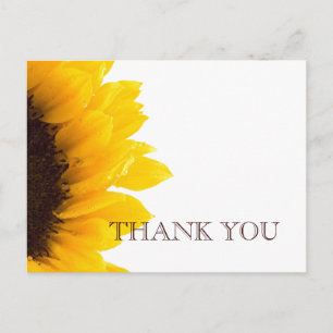 Yellow Brown Sunflower Wedding Thank You Postcard