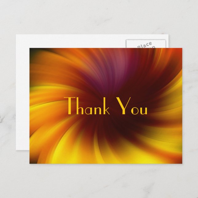 Yellow Brown Swirls Abstract Art Thank You  Postcard (Front/Back)