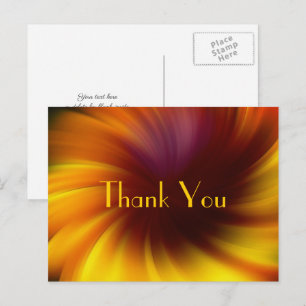 Yellow Brown Swirls Abstract Art Thank You Postcard