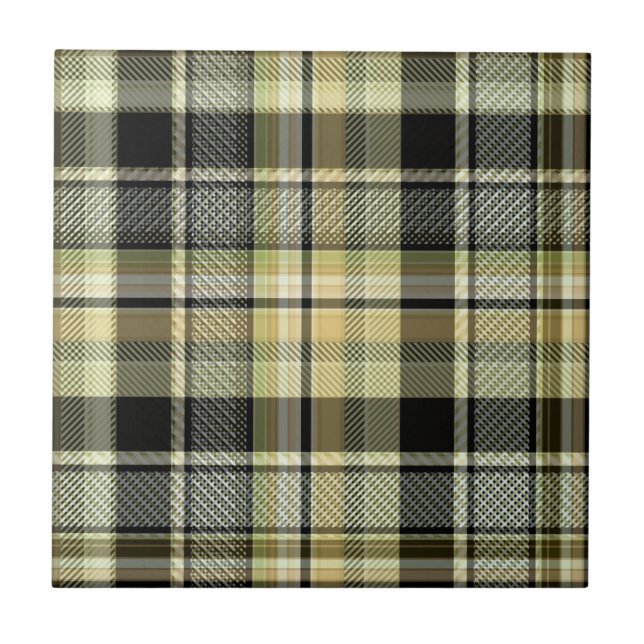 Yellow-brown tartan plaid.  ceramic tile (Front)