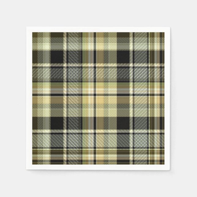 Yellow-brown tartan plaid. napkin (Front)