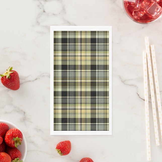 Yellow-brown tartan plaid.  napkin (Insitu)