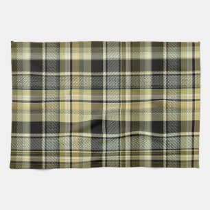 Yellow-brown tartan plaid. tea towel