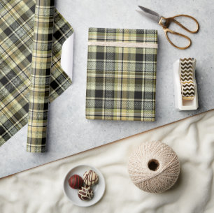 Yellow-brown tartan plaid. wrapping paper