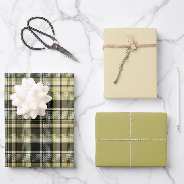 Yellow-brown tartan plaid. wrapping paper sheet (Front)