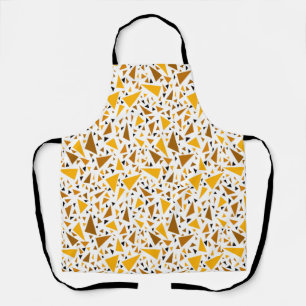 Yellow brown triangles on white retro background apron
