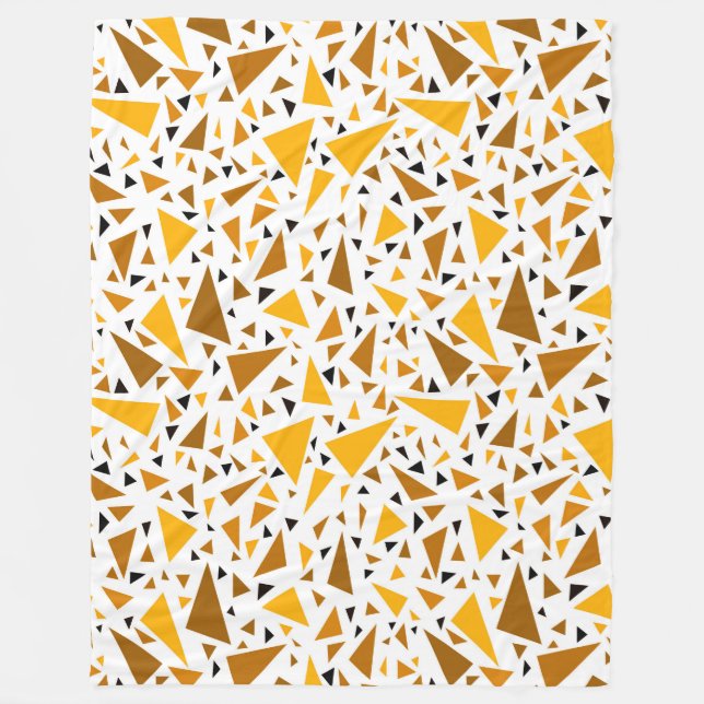 Yellow brown triangles on white retro background fleece blanket (Front)