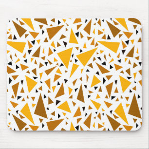 Yellow brown triangles on white retro background mouse pad