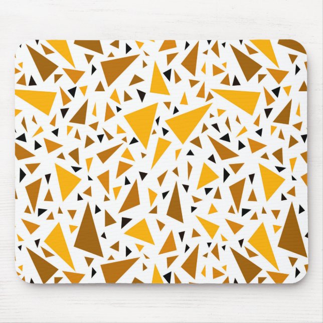 Yellow brown triangles on white retro background mouse pad (Front)