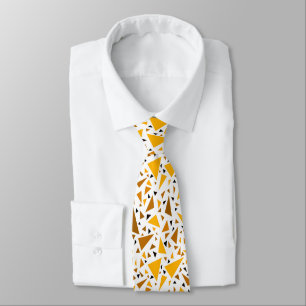 Yellow brown triangles on white retro background tie